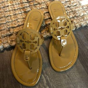 Tory Burch Miller Tan Patient Leather Sandals